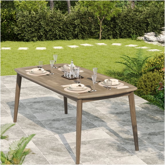JERFIT 8-Person Outdoor Dining Table, 70.75 Inch Acacia Wood Patio Table for Garden, Backyard, Farmhouse Style, Light Brown