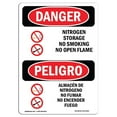 thumbnail image 1 of SignMission OS-DS-A-1218-VS-1459 Panneau de Danger OSHA 12 x 18 Po - Stockage d'Azote Interdiction de Fumer Bilingue, 1 of 1