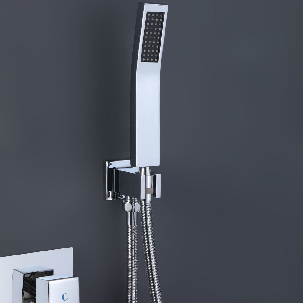 Kepooman Home Rain Mixer Shower System with 3 Knob, Square Shower Fixtures for Hotel, Handles Complete Shower Systems Kepooman Home Rain Mixer Shower System with 3 Knob, Square Shower Fixtures for Hotel, Handles Complete Shower Systems
