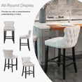 thumbnail image 4 of Velvet Counter Height Upholstered Barstools, Bar Stools Seat Height 27", Counter Height Armless Bar Chairs Button Tufted with Solid Wood Legs and Footrest for Kitchen Island Bar Area (Set of 4), 4 of 9