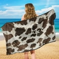thumbnail image 4 of Garronmavis Brown Cow Print Towel Car Seat Protector Stretchable Edge Pockets Secure Installation Quick Dry Lightweight Perfect for Beach Yoga Camping Trips, 4 of 7