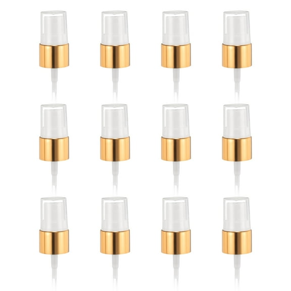 12 Pcs Gold White Spray Top, 18/410 Fine Mist Sprayer Reusable Replacement Spray Bottle Pump Plastic Top