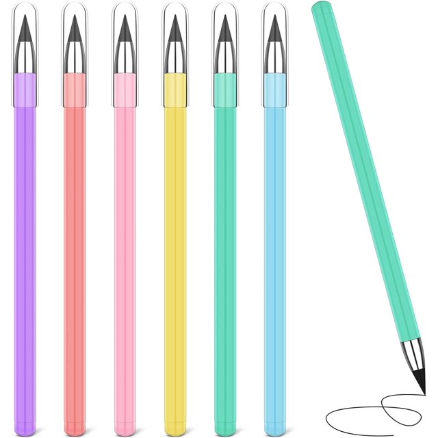 LAICAIW 5 PCS Inkless Pencil, Infinity pencil, Reusable Everlasting Pencil, Replaceable Nib Inkless Pencil for Writing, Drawing, Drafting, Students Home Office School Supplies(Macaron)