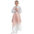 thumbnail image 2 of Aislor Girls Long Sleeve Worship Praise Dance Tunic Liturgical Church Robe Irregular Hem Dress Pink 6, 2 of 6