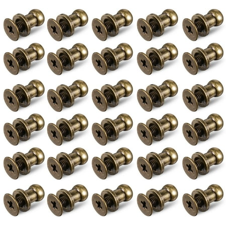 

30 Pcs Metal Leather Screws Bronze Color Small Rivets for Fabric Crochet Hook Studs Leash