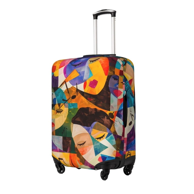 Cauagu Abstract Musical Faces for Travel Luggage Cover,Travel Dust-proof Suitcase Cover Softside Suitcase Protector for 18-32inch,Not Included Suitcase-Medium