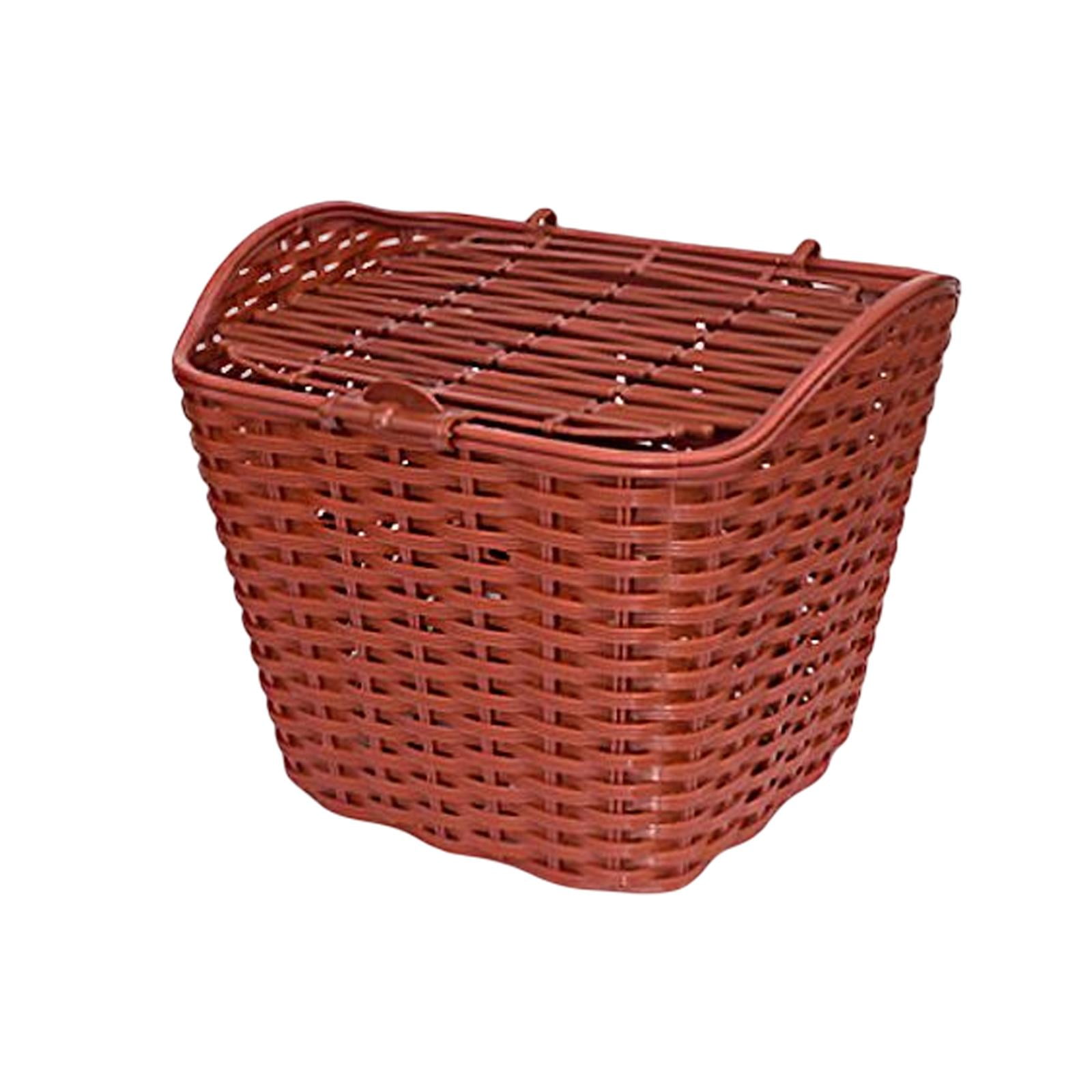 Bike Basket with Lid Large Size Waterproof Detchable Front Handlebar Basket , brown