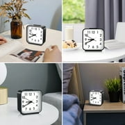 AMIR Alarm Clock, Silent Non Ticking Clock Travel Alarm Clock with Snooze & Light Alarm Clock for Bedroom Bedside Kids Elderly Black