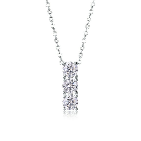 CKT Wedding 1.5 Carat Moissanite Necklace S925, Silver Plated 18k White Gold