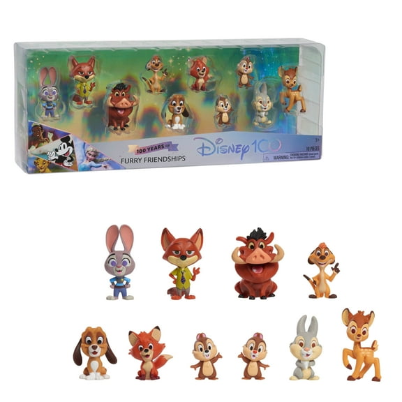 Disney100 Years of Furry Friendships Celebration Collection Limited Edition 10-piece Figure Pack, Kids Toys for Ages 3 up