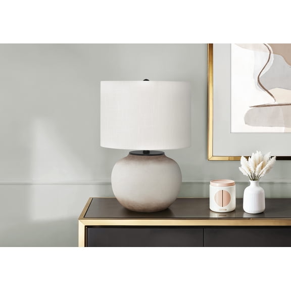 Noaman 21"h Table Lamp, Cream Ceramic Base with Ivory Drum Shade, 3-Way Rotary Switch, 100W Max Bulb, Modern Lighting for Bedroom, Living Room, Office