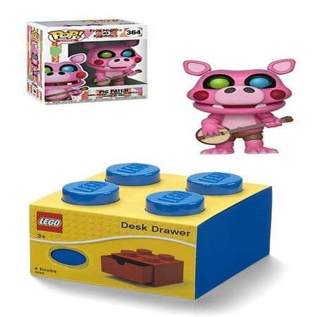 Games:Five Nights at Freddy's Pizza Simulator - Pigpatch Collectible Figure + Desk Drawer 4 knobs Stackable Storage Box Blue, Pack of 2