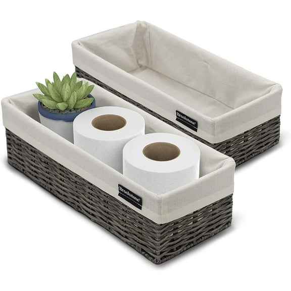 Brookstone Woven Shelf Baskets, Storage Organizer for Decoration, 2 Pack