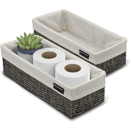 Brookstone Woven Shelf Baskets Storage Organizer for Decoration 2 Pack