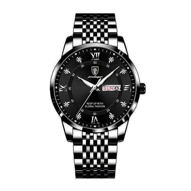 Reloj de moda para hombre con calendario doble, luminoso y resistente al agua