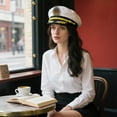 thumbnail image 5 of Sailor Hat Navy Cap Adjustable Yacht Boat Party Marine Themed Prop Enhances Sailor Themed Clothing, 5 of 5
