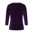 thumbnail image 5 of XIAfhje Womens Velvet Tops 3/4 Sleeve Round Neck T Shirts Soft Comfy Casual Loose Solid Color Blouses & Shirts Pullover Sweatshirts Tops Basic Tee Shirts, 5 of 5