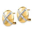 thumbnail image 2 of Real 14kt Polished & Rhodium X Omega Back Post Earrings; for Adults and Teens; for Women and Men, 2 of 3