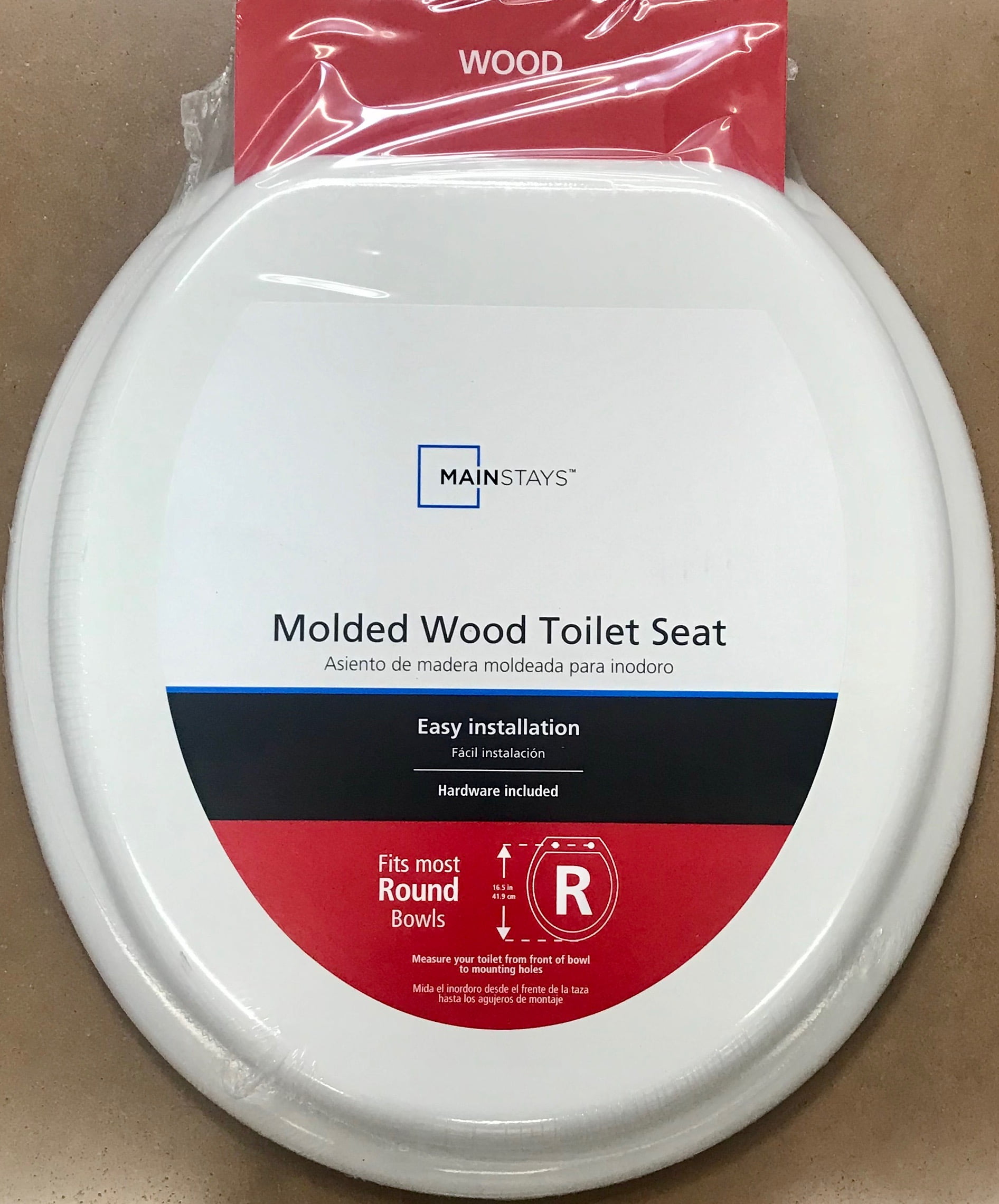 Mainstays Round Molded Wooden Toilet Seat, White
