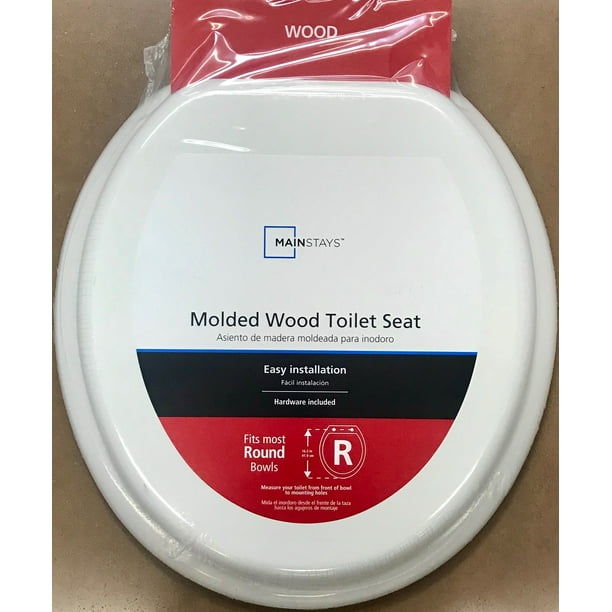 Mainstays Round Molded Wooden Toilet Seat, White