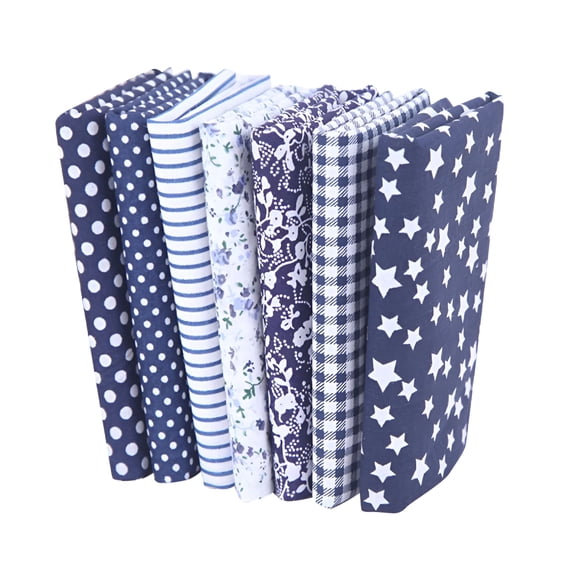 AUQ 7Pcs (25cm x 25cm) Quilting Fabric Bundles, Cotton Craft Fabric Bundle Squares, Fat Quarters Fabric Bundles, Squares Sheets Patchwork, Pre-Cut Quilt Squares, DIY Sewing Quarters Bundle