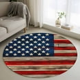 thumbnail image 2 of Vintage American Flag Round Area Rug 4 FT, Non Slip Indoor Outdoor Rug, Blue Star Red Striped Wooden Washable Soft Circular Carpet Non-Shedding Floor Mat for Coffee Table Nursery Foyer Balcony, 2 of 9