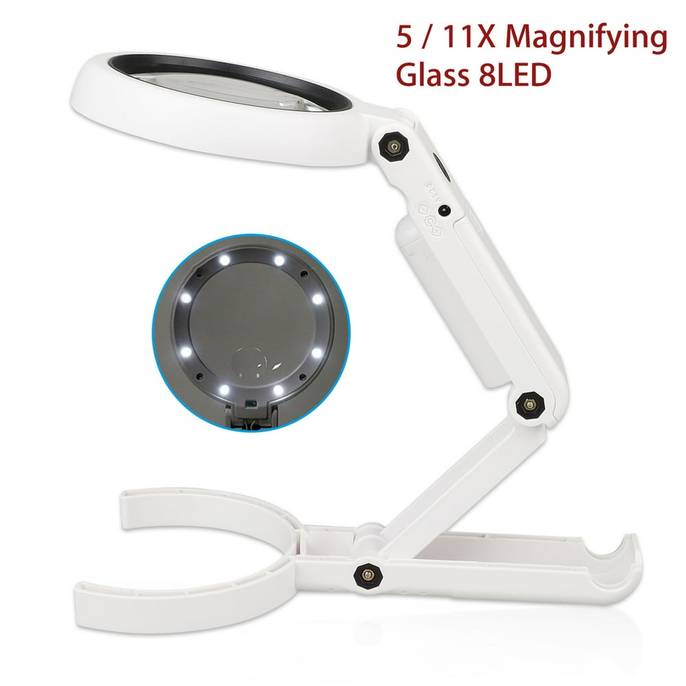 11X/5X Lighted Magnifying Glass, TSV Magnifier Lens Glass with