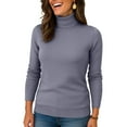 thumbnail image 4 of Nokdvo Women’s Turtleneck Sweaters Fashion Knitting Long Sleeve Solid Color Sweaters Fall Winter Casual Loose Ribbed Pullover Top,Dark Gray 2XL, 4 of 4