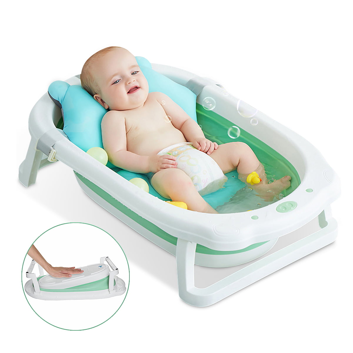 Folding Baby bathtub Infant Newborn Bath Bathing Safety flat Foldable Tub 