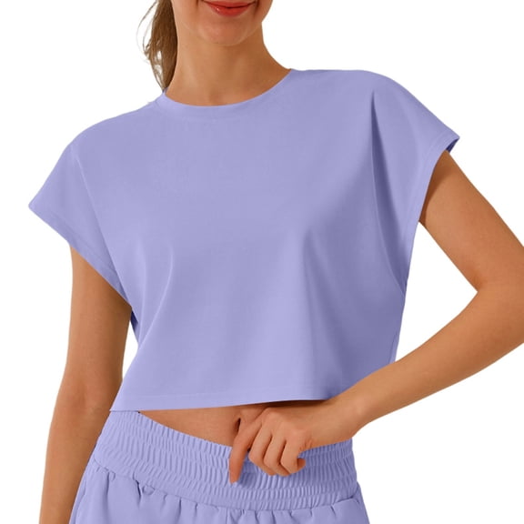 HXWCHs Women's Everyday Casual Soft Comfortable Breathable Short Sleeve T-Shirt Lightweight Summer Tee top XXL Light Purple