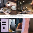 thumbnail image 6 of Leather For Samsung Galaxy S25 Edge 5G 6.7-inch Case , RFID Blocking,Flip Color blocking Wallet Leather Case With Card Holder Magnetic Closure Shockproof Kickstand Protective Phone Cases Cover,Pink, 6 of 7