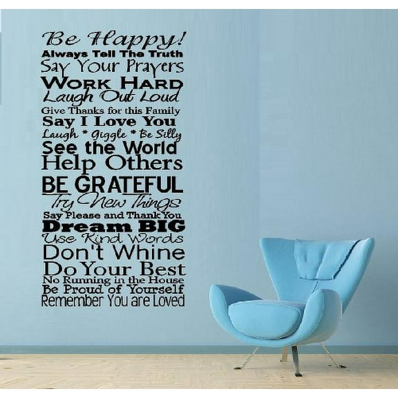 Decal ~ HOUSE RULES #22 ~ WALL DECAL 13" X 27"