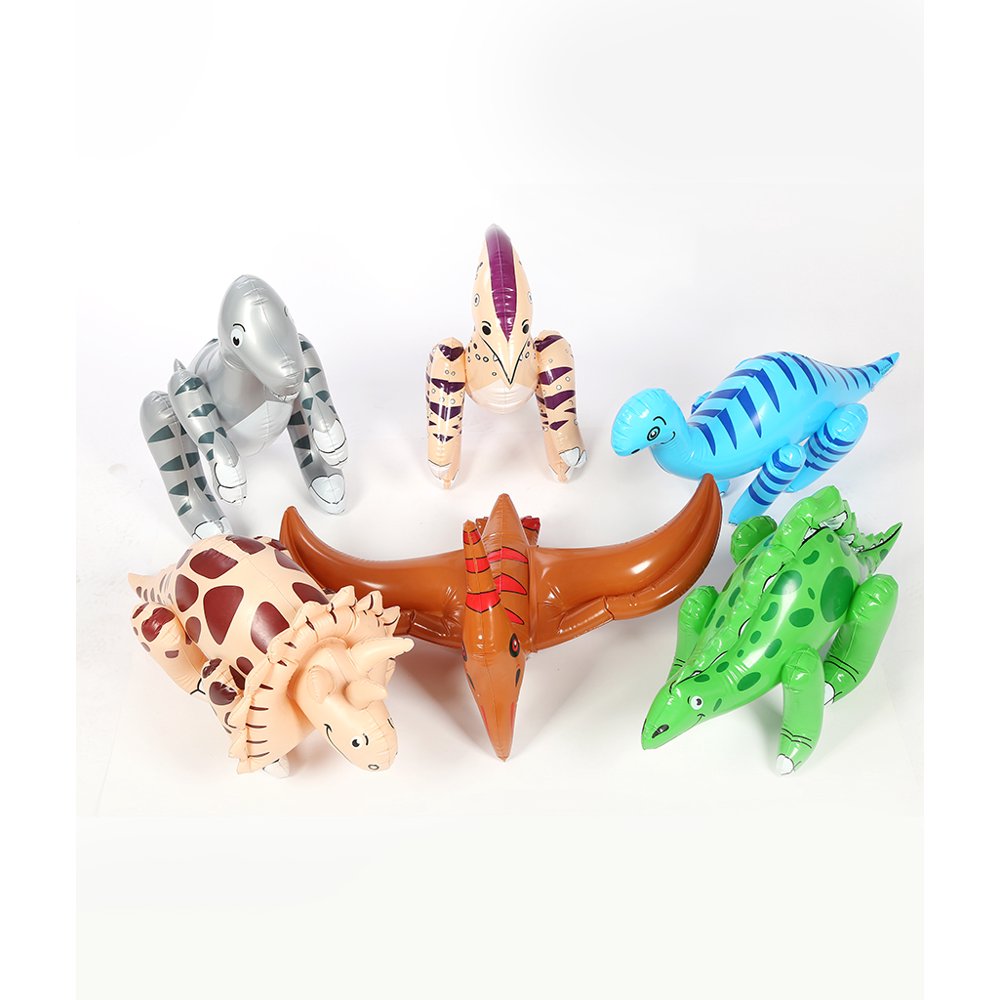 Fun Central (BC545) 6 pcs 24 Inch Assorted Inflatable Dinosaurs, Inflatable Vinyl Jumbo