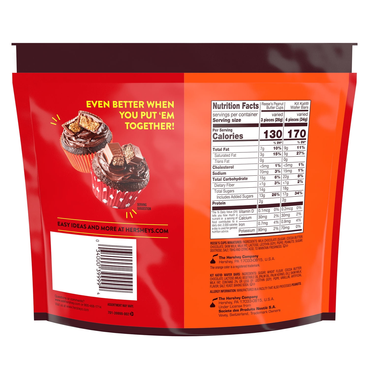 Kit Kat and Reese's Miniatures Assorted Milk Chocolate Candy, Family Bag 15 oz