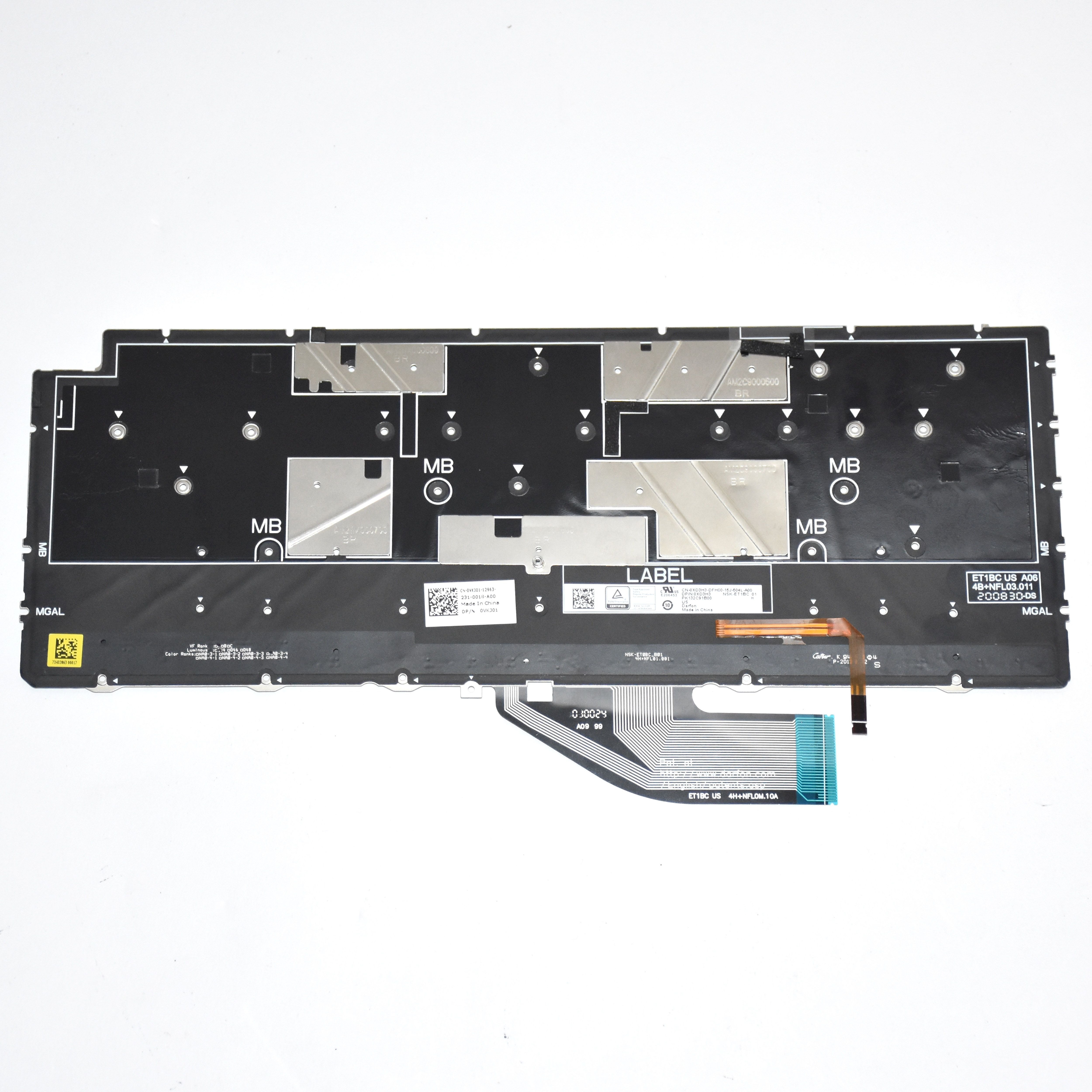 Dell XPS 13 7390/9310 2-in-1 White Backlit US QWERTY Keyboard – VKJ01