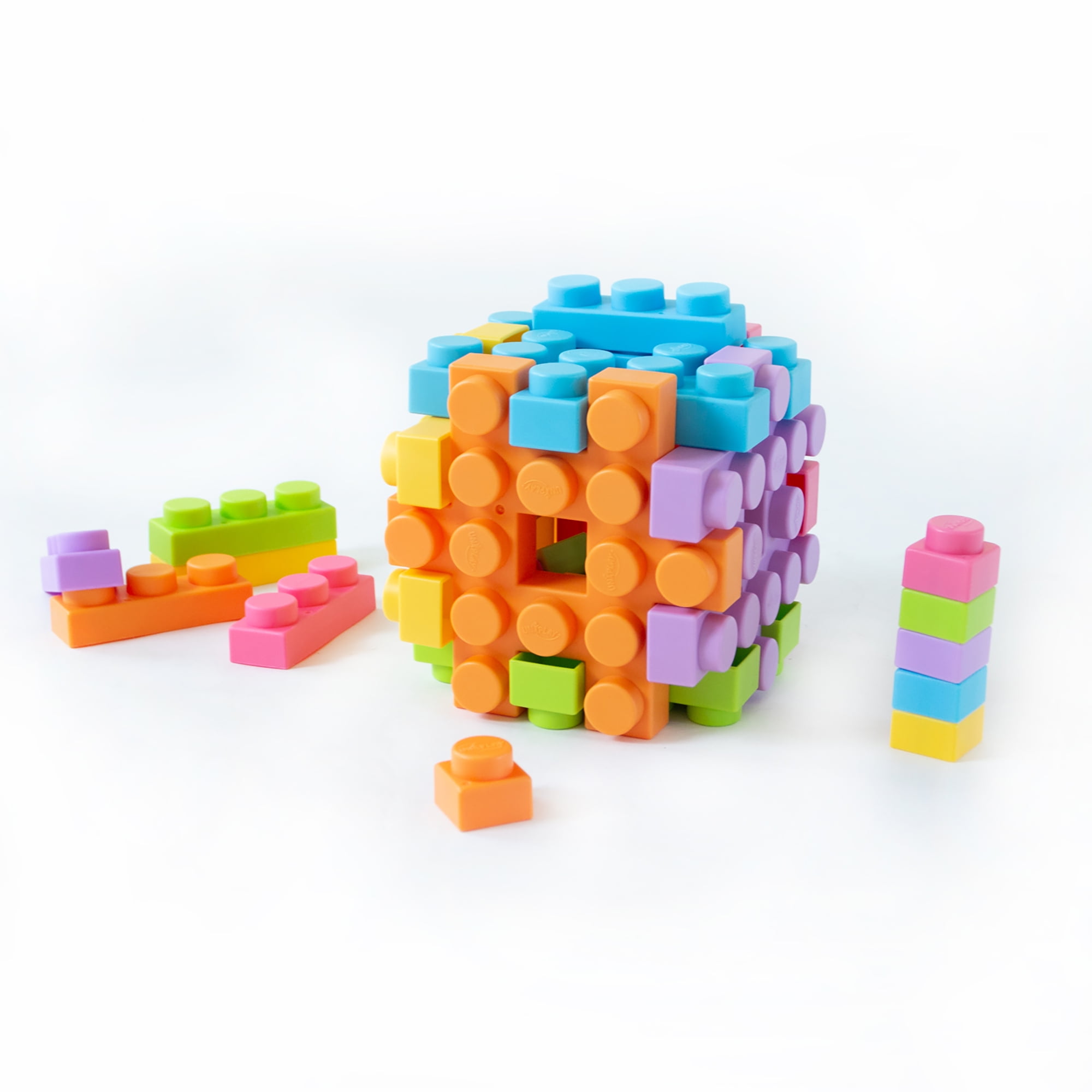 UNiPLAY Small Waffle Soft Building Blocks for Ages 3 Months & Up Toddlers-Small Cube 6-Piece Set
