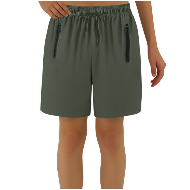 Yuyuzo Shorts for Women High Waisted Drawstring Unisex Quick Drying Shorts with Zipper Pockets