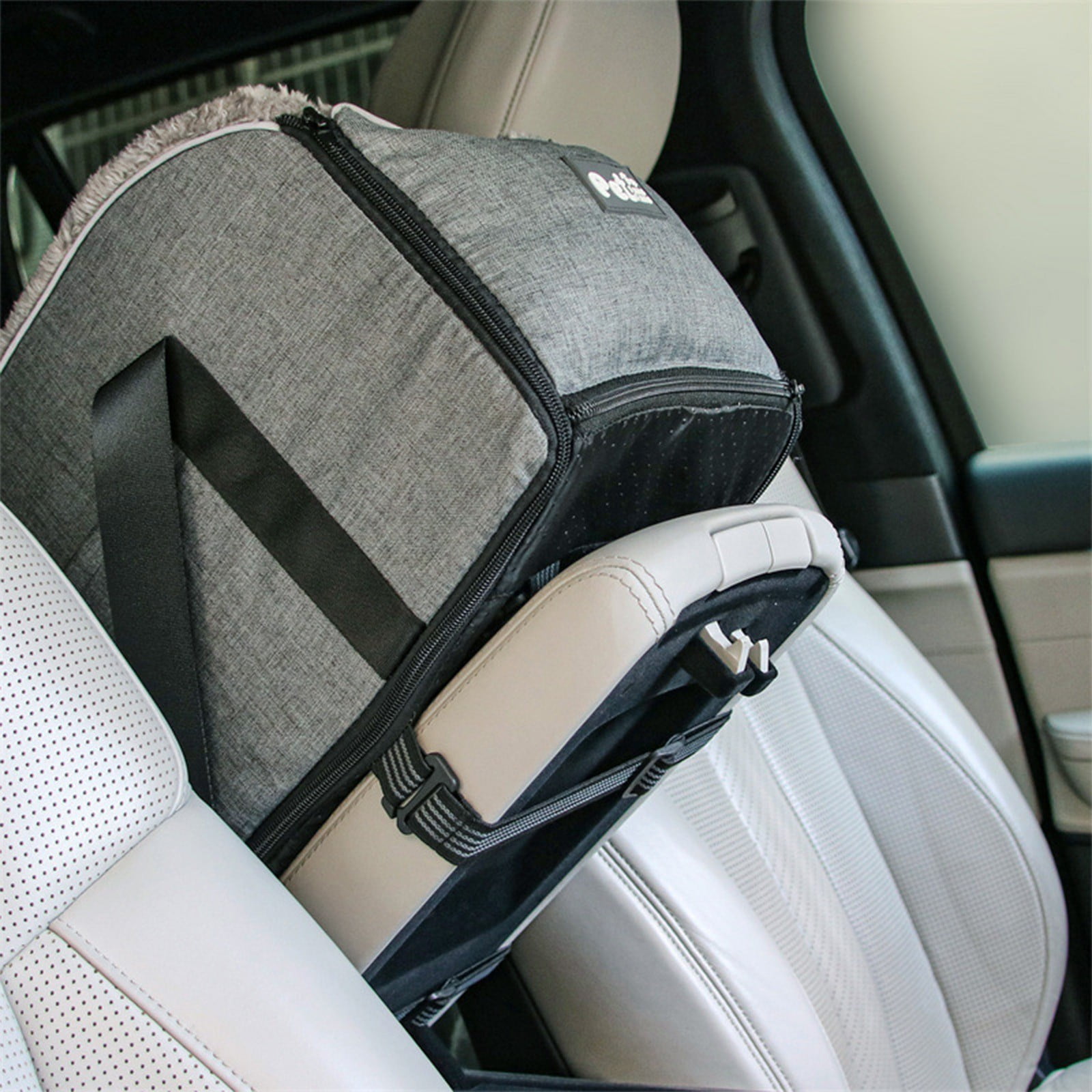 Tgbvmt Car Pet Carrier Center Console Cushion Bag Dog Travel Seat With Safety Strap Removable Lining Breathable Fabric For Small Pets Road Trip Outdoor Use Comfortable Design