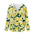 thumbnail image 5 of DISNIMO Lemon Printed Hoodies for Women Long Sleeve Sweatshirts Waffle Pullover Tops V Neck Shirts for Fall Winter, 2XL, 5 of 7