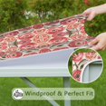 thumbnail image 6 of Square Tablecloth with Elastic Edges 36 * 36 Inch Pioneer Waterproof Red Floral Flower Leaves Table Cover Washable Indoor and Outdoor for Party Kitchen Dinner Banquet Patio Picnic, 6 of 6