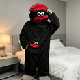 thumbnail image 4 of Monster Onesie Animal Pajamas Cosplay Costume with Slippers, Big Eyes Wide Mouth Monster Jumpsuit, Funny Character Outfit, Halloween Costume for Couples, Parties and Lounging, and Events, Black:L, 4 of 5