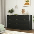 thumbnail image 5 of Jopath 9 Drawer Dresser, 63" Large Deep Chest of Drawers, Wooden Dresser Storage Cabinet with for Bedroom Drawer panel with wavy patterns for Living Room, Hallway Black, 5 of 9