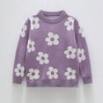 thumbnail image 2 of Gubotare Little Girls Sweaters Girls Long Sleeve Sweaters Kids Casual Crew Neck Cute Fall Pullover Tops Size 6-7 Years (Purple,6-7 Years), 2 of 9