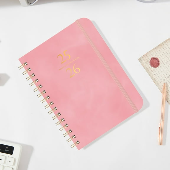 2025-2026 Planner, A5 Schedule Organizer with Date Notes, Faux Leather Cover, 140 Pages, Portable Planner for Work, School, Home, Loop Bound Journal