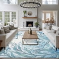 thumbnail image 3 of Large Area Rugs for Living Room Bedroom, Blue Teal Coastal 8'x10' Rug Washable Carpet Runner Indoor Outdoor, Nautical Beach Botanical Bears Fish Non Slip Floor Mats Rug for Kitchen, Patio, 3 of 8