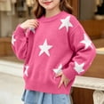 thumbnail image 5 of CYRBOKO Girls Sweaters, Pullover Long Sleeve Loose Fit Winter Warm Knitted Tops for Girls Hot Pink Size 6-8 T, 5 of 6