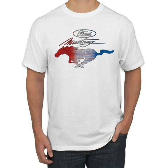 Wild Bobby, Ford Mustang Untamed Spirit Mens Cars and Trucks Graphic T-Shirt, White, Medium