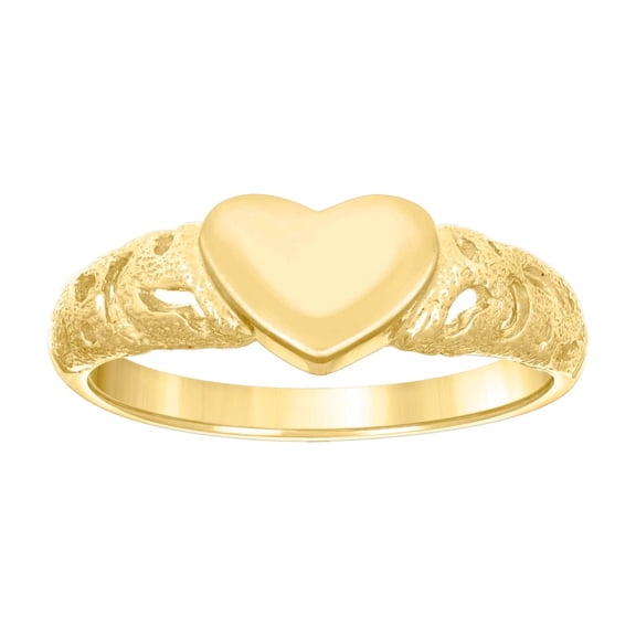 14k Yellow Gold Heart Love Ring 5.4x1.7mm Wide Statement Ring for Women - 1.1 Grams