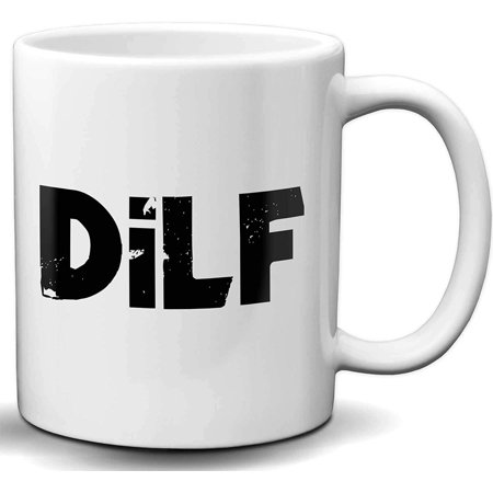 

Dilf Novelty White 11 OZ Coffee Mug White Elephant Sarcasm Mug Inspirational Mug Gift for Fathers and Dads