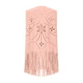 thumbnail image 6 of Women Hippie Tassel Vest 70s Faux-Suede Hollow Fringe Jacket Boho Sleeveless Western Open Front Cardigan Pink, S, 6 of 7